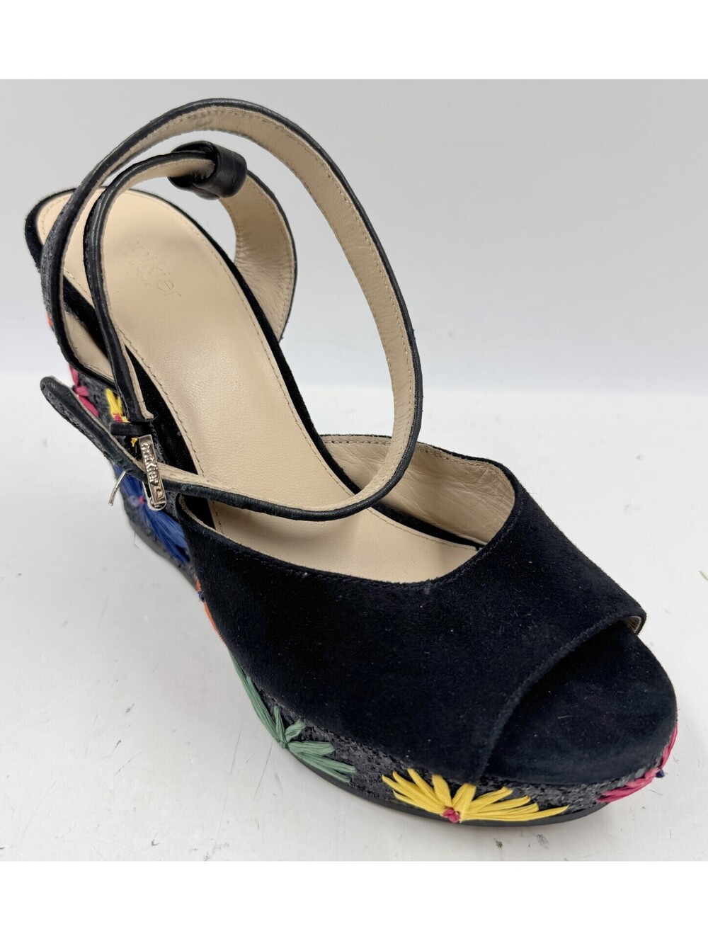 Botkier Jessie Women's Shoes 8M Multi Leather Floral Ankle Strap Wedge Sandal